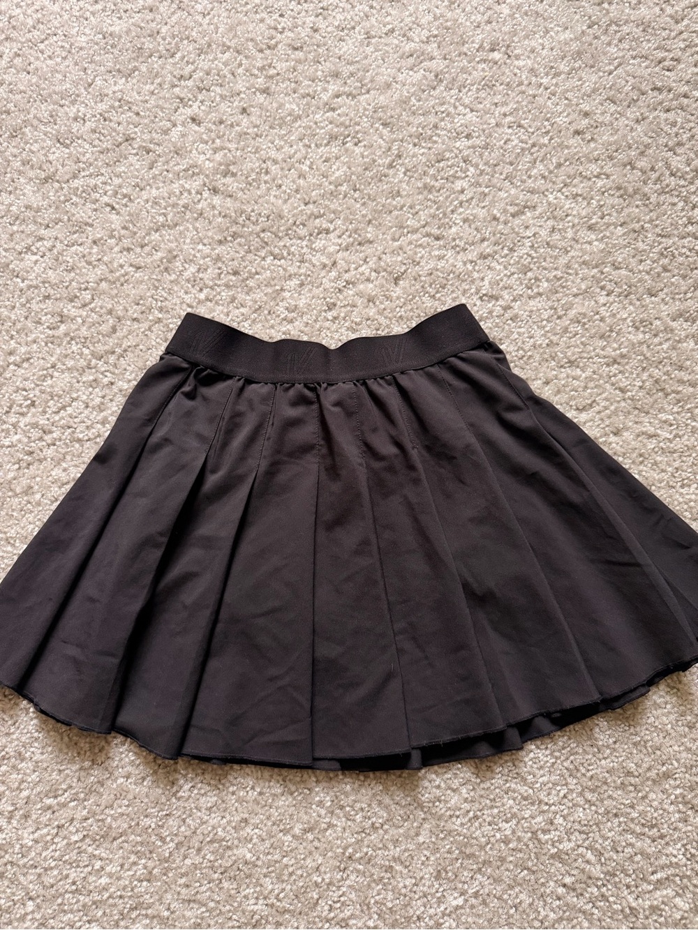 Black Pleated Circle Skirt with Elastic Waist